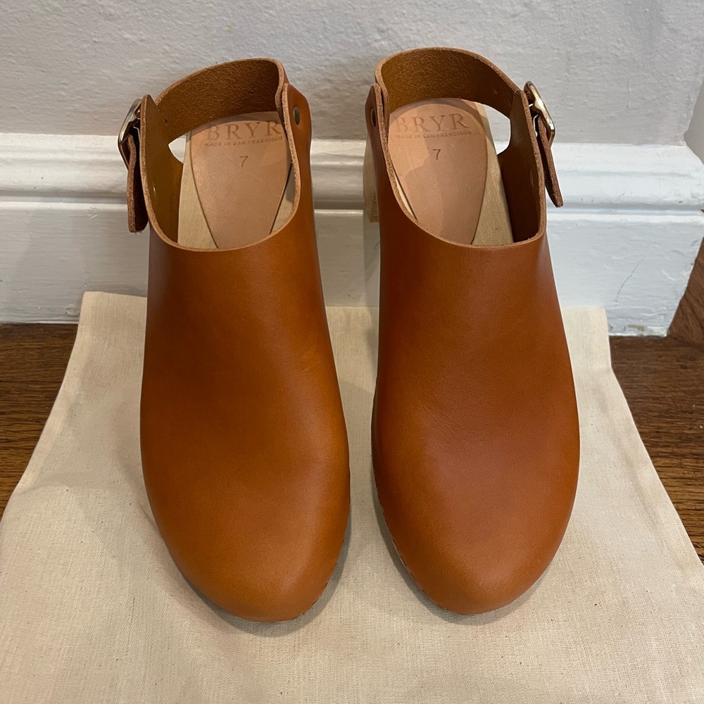 BRYR clogs in Daphne Whiskey, size 7